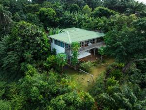 圣多美Casa do Mar的森林中房屋的空中景观