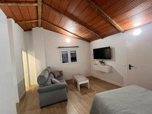 sypialnia z łóżkiem, kanapą i telewizorem w obiekcie Apartamento Isabel w mieście Ardales +3 zdjęcia