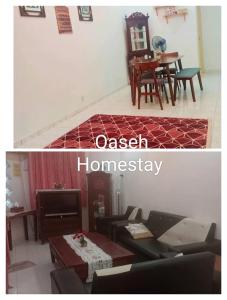 a living room with a couch and a table at Qaseh Homestay in Kampong Jelatang