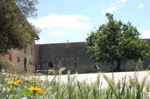 un edificio de piedra con un árbol delante de él en Agriturismo Furfullanu, en Nurallào