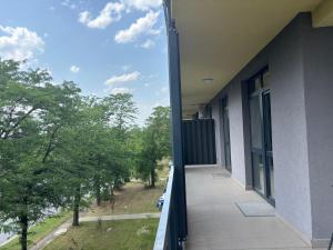 a view from the balcony of a building at Vibes-city apartman in Nyíregyháza