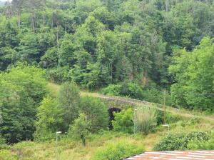 a bridge in the middle of a hill with trees at Affittacamere Cinque Terre Route 66 in Carrodano Inferiore