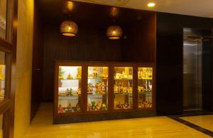 a display case in a building with lots of glass at The Viva Grand in Chennai +17 photos