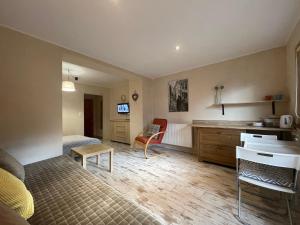 a bedroom with a bed and a desk in a room at Willa Avita in Karpacz