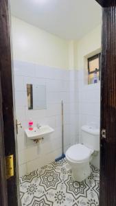 a bathroom with a toilet and a sink at Studio apartment Westlands Kitisuru in Nairobi