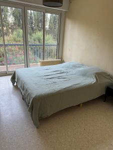 En eller flere senge i et værelse på Appartement Nîmes, centre-ville