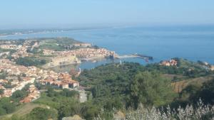 una piccola cittadina su una collina con un corpo d'acqua di Maison de pêcheurs 50 m de la Plage d'Avall a Collioure