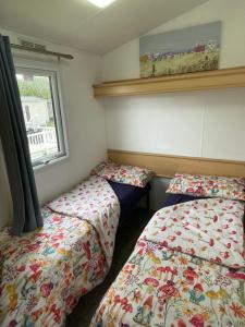 96 Newquay Bay Resort Pet friendly في نيوكواي: غرفة نوم بها سريرين ونافذة