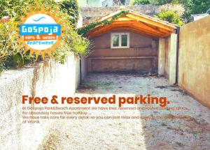 a advertisement for a detached garage with aerved parking at Gospoja Park & Beach Apartment Vrbnik in Vrbnik