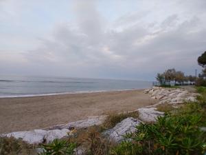 a beach with rocks and the ocean on a cloudy day at Amicizia Erminia in Pineto