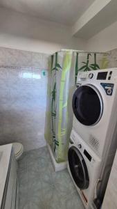 ein Badezimmer mit Waschmaschine und Dusche in der Unterkunft Casa dolce Casa in Cologna