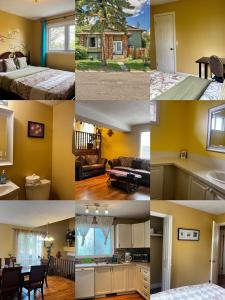 a collage of different pictures of a room at greenview mck sunny room in Calgary