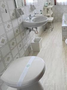 a bathroom with a toilet and a sink at IL NIDO by M&G Holiday Home in Soglio