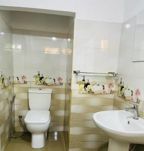 NikawatawanaにあるBloom house homestayのトイレと洗面台付きのバスルーム