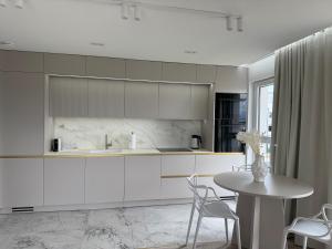 Kuchyň nebo kuchyňský kout v ubytování GOLD Apartment - Lotnisko Pyrzowice-Katowice