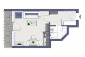 una pianta di una piccola casa di Strandhotel App. 63 a Dahme