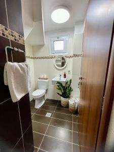 a bathroom with a toilet and a sink at Aura Seaside Afrathias in Kalamaki +36 photos