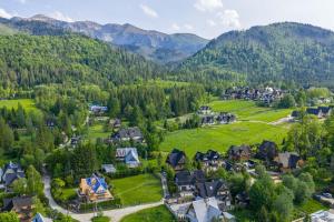 コシチェリスコにあるGolden Villa Zakopane Jacuzzi - Grill - Taras z Widokiem - Prywatny Ogródの山の村の空中風景