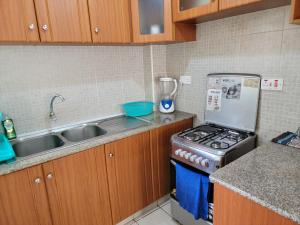 Kuchyň nebo kuchyňský kout v ubytování Cozy Apartment