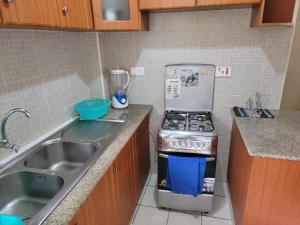 Kuchyň nebo kuchyňský kout v ubytování Cozy Apartment