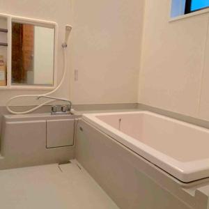 a white bathroom with a tub and a mirror at SAKURA BBQ home theater etc in Tsumagoi +17 photos
