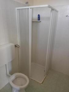 a bathroom with a shower and a toilet at Casa Francesco in Balata di Baida