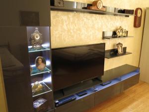 a entertainment center with a flat screen tv in a room at Inter20 in Vienna