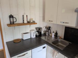 a kitchen with a sink and a counter top at Au Chalet Bourguignon 4 in Salives +8 photos