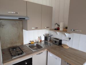 a kitchen with a sink and a counter top at Au Chalet Bourguignon 5 in Salives