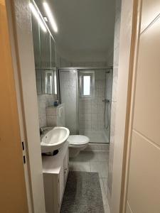 Bilik mandi di Documenta Stadt Wohnung Kassel bis zu 5 Personen