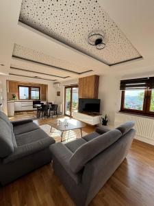 サラエボにあるVista Knoll Apartmentのソファとテーブルのあるリビングルーム +15枚の写真