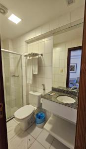 a bathroom with a toilet and a sink at Flat 01 Celita Franca Business in Feira de Santana