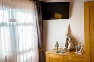 Televízia a/alebo spoločenská miestnosť v ubytovaní Najlepszy Widok apartamenty