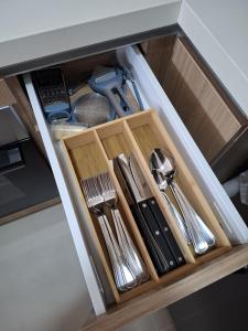 Cuisine ou kitchenette dans l'établissement Baia Kristal - Vacaciones Cartagena Colombia