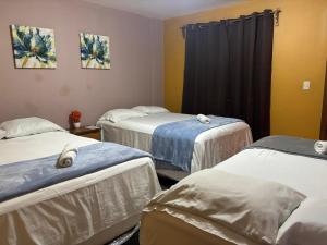 une salle d'hôpital avec trois lits dans l'établissement Hotel Lima Park, à La Lima