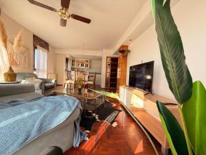 a living room with a couch and a tv at Decimo in Villa Mercedes