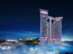 Pemandangan umum bagi Genting Highlands atau pemandangan bandar yang diambil dari apartmen