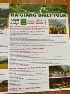 een flyer voor een wandeling in de da game dairy tour bij Viet Anh Homestay in Ninh Binh +115 foto's
