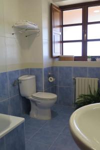 a bathroom with a toilet and a sink and a tub at Pazo Carballo Hotel in Sampaio