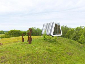 a metal object in a field in the grass at Poilsio Arka in Nemaitonys
