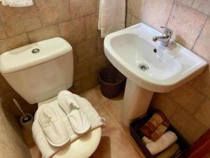 a bathroom with a toilet and a sink at Pretty Villa & Private Pool in Għajnsielem +2 photos