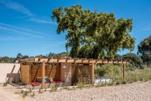 una baracca di legno con un albero sullo sfondo di Braciosa a Coruche