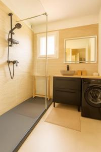 a bathroom with a washing machine and a sink at Apartment for 6 with garden near beach in Bandol +5 photos
