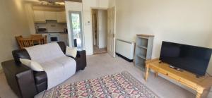 a living room with a couch and a television at Tidy Spacious & Quiet 2BD on Edge of Cork City in Cork