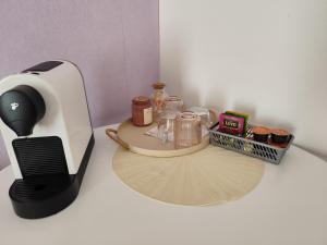 a black and white printer sitting on a table at Penzion Mystery in Vyšné Ružbachy