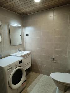 un bagno con un water e un lavandino di Villa Perttilä  Altre 9 foto