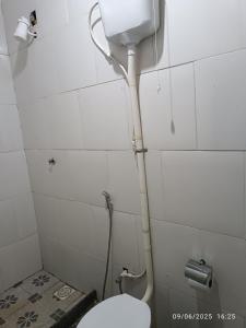 a bathroom with a toilet and a water tank at Sítio do patinhas in Nova Iguaçu +20 photos