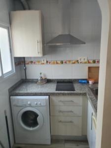 eine Küche mit Waschmaschine und Spüle in der Unterkunft Casa pepa in Marbella