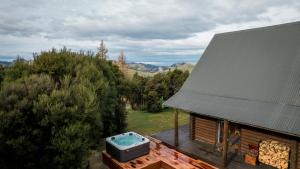 an overhead view of a house with a hot tub at Lyford Luxury Escape - ML21963 in Mt Lyford