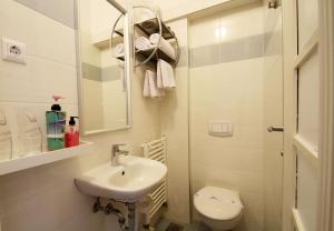 a small bathroom with a sink and a toilet at Studio Dolac Centar in Zagreb